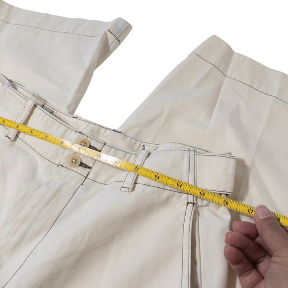 Madewell Button-Tab Wide-Legs Pants Cream SZ 6 100% Cotton Trendy Casual - Picture 12 of 15